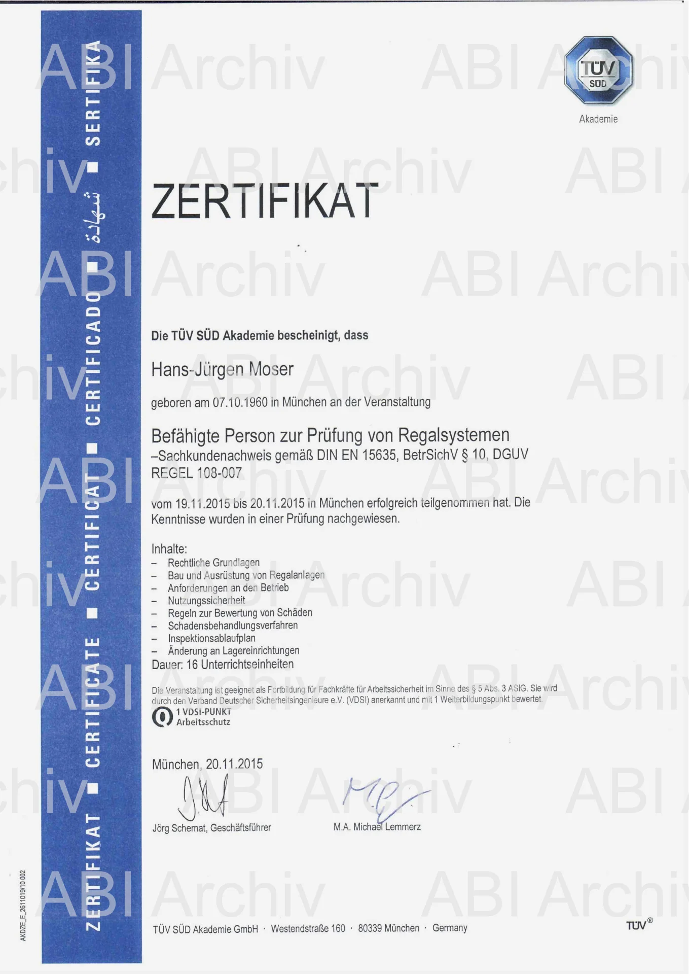 TÜV Süd Zertifikat